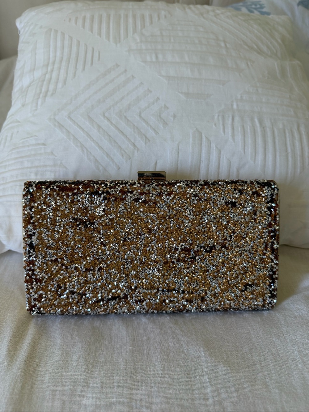 ALDO Glitter Sequin Gold Evening Clutch